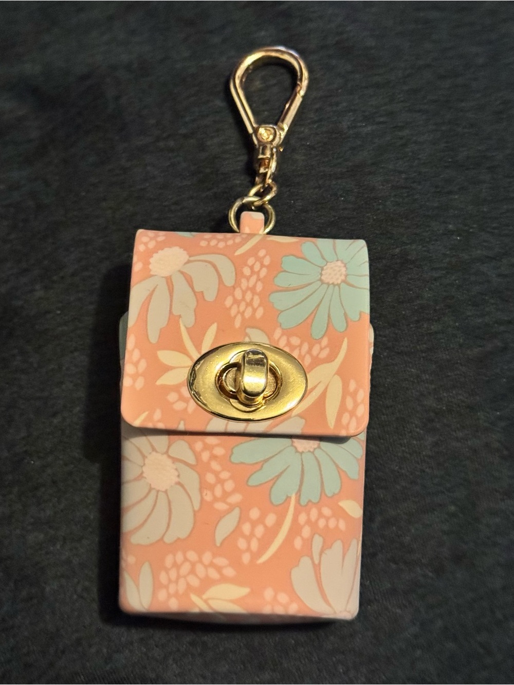 Bath and body works Floral hand sanitizer holder Coral with Gold Hardware